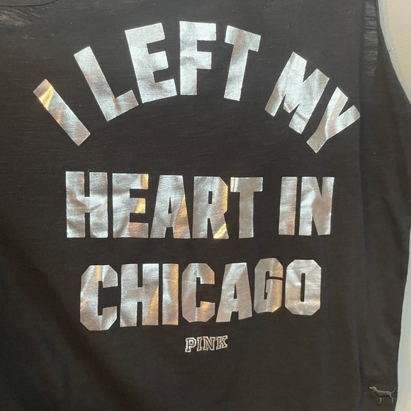 EUC Victoria's Secret Pink I Left My Heart in Chicago Black Tank Size XS - Picture 1 of 7
